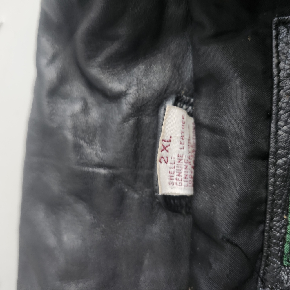 Multicolor Leather Bomber Jacket - Picture 3 of 9